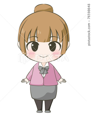 商務型微笑的女人動漫風格的變形的插圖 商務型微笑的女人動漫風格的變形的插圖 76598648