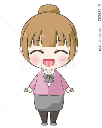 商務型微笑的女人動漫風格的變形的插圖 76598649