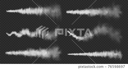 Realistic airplane condensation trails. Space rocket launch. Missile or bullet trail. Jet aircraft 76598697