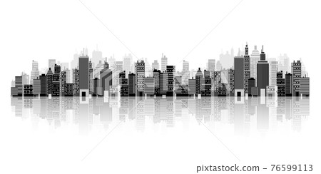 Set of city silhouettes. Cityscape. Town skyline. Panorama. Midtown houses skyscrapers. Vector illustration. Set of city silhouettes. Cityscape. Town skyline. Panorama. Midtown houses skyscrapers. Vector illustration. 76599113