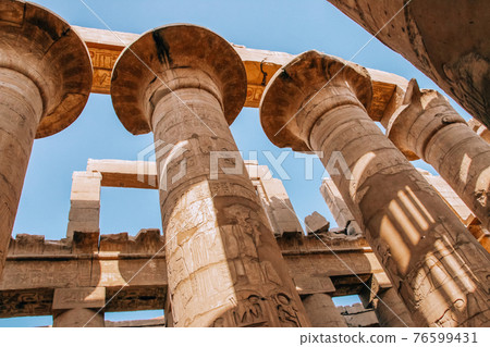 Ruins of the Egyptian Karnak Temple, the largest open-air museum in Luxor 76599431