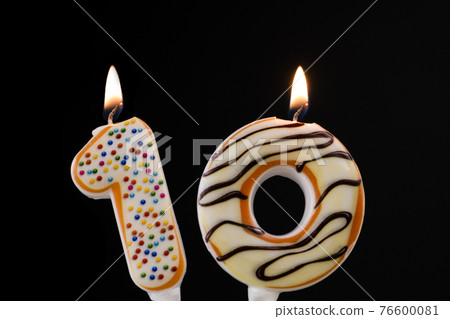 Birthday Burning 10 Candle. Happy Birthday background anniversary celebration concept 76600081
