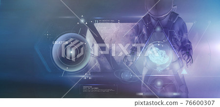 An astronaut aboard his ship explores the satellites of Mars. 3D render An astronaut aboard his ship explores the satellites of Mars. 3D render 76600307