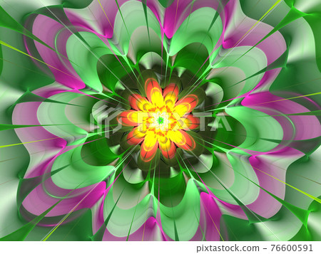 Fractal illustration of a bright spiral with floral patterns Fractal illustration of a bright spiral with floral patterns 76600591