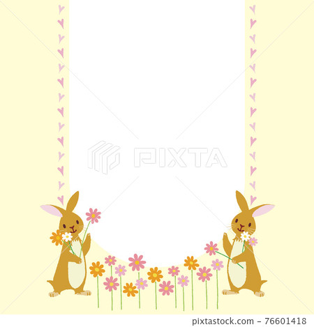 Twin Rabbit and Flower Field Message Frame_Flower Pointer_Bulletin Board_Heart_Crayon Touch Twin Rabbit and Flower Field Message Frame_Flower Pointer_Bulletin Board_Heart_Crayon Touch 76601418