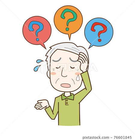 老人因忘記某事而無法記住而陷入困境 76601845