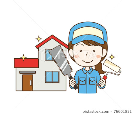 Female Worker Doing Home Repair Work Stock Illustration 76601851 Pixta