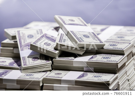 American Dollars Cash Money. One Hundred Dollar Banknotes. Stack of one hundred dollar bills .shallow focus effect. 76601911