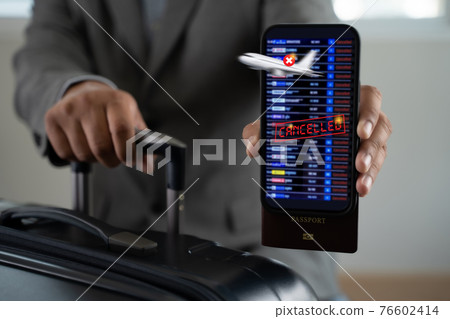 Flights canceled or delayed transportation business passenger COVID-19 crisis flight cancelled and coronavirus suffer from financial Flights canceled or delayed transportation business passenger COVID-19 crisis flight cancelled and coronavirus suffer from financial 76602414