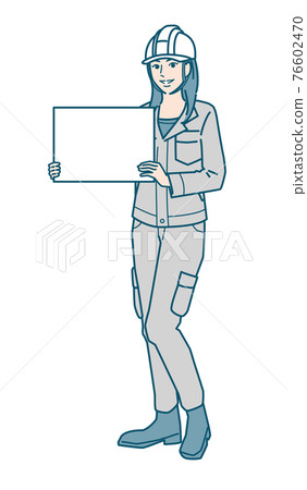 婦女在工作服戴頭盔的矢量圖 76602470