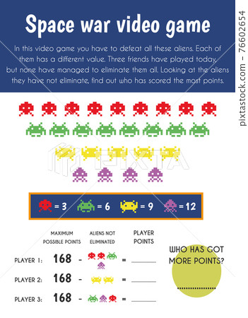 Space war videogame Educational Sheet. Primary module for Numerical Ability. 5-6 years old. Educational Sheets Series Space war videogame Educational Sheet. Primary module for Numerical Ability. 5-6 years old. Educational Sheets Series 76602654