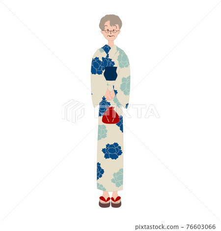 Elderly woman in yukata purse - Stock Illustration [76603066] - PIXTA