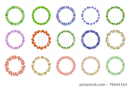 Wreath frame green leaf berry branch vector set Wreath frame green leaf berry branch vector set 76604164