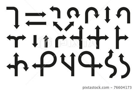 Black silhouette road sign direction set vector 76604173