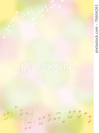 Music frame with staff notation on a pale background Yellow Pink Yellow Green 76604261