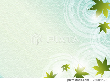 藍色秋葉和漣漪背景素材 夏日意象 插圖素材 圖庫