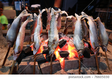 Grilled sweetfish with salt Grilled sweetfish with salt 76605030