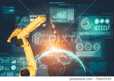 Smart industry robot arms for digital factory production technology 76605950