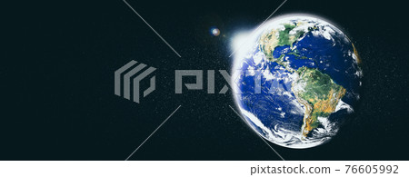 Planet earth globe view from space showing realistic earth surface and world map 76605992