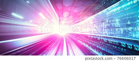 Digital data flow on road with motion blur to create vision of fast speed transfer Digital data flow on road with motion blur to create vision of fast speed transfer 76606017