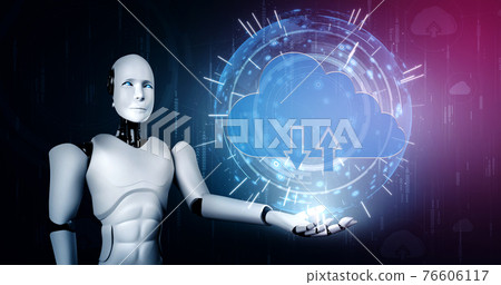 AI robot using cloud computing technology to... - Stock Illustration ...