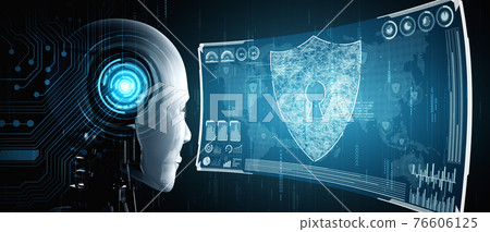 AI robot using cyber security to protect information privacy AI robot using cyber security to protect information privacy 76606125