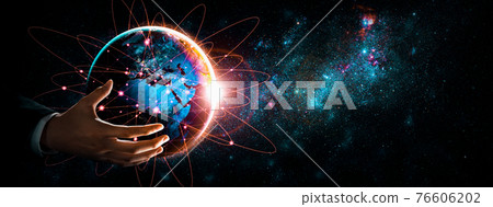Global network connection covering earth with link of innovative perception 76606202