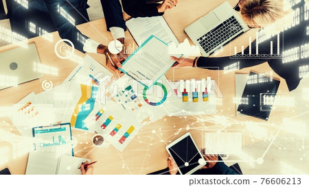 Creative visual of business people in corporate staff meeting Creative visual of business people in corporate staff meeting 76606213