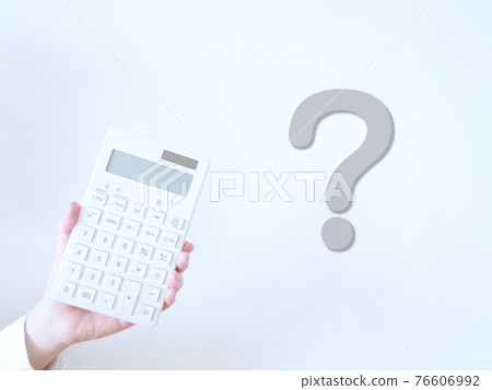 Calculator and question mark Calculator and question mark 76606992