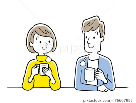Vector Illustration Material: Couples, couples relaxing with a drink Vector Illustration Material: Couples, couples relaxing with a drink 76607995