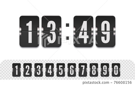 Vector modern ui design of old time meter with numbers. Scoreboard number font. Retro design score board clock template Vector modern ui design of old time meter with numbers. Scoreboard number font. Retro design score board clock template 76608156
