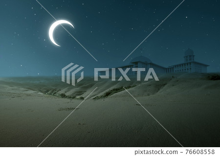 Mosque on the desert 76608558