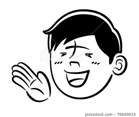 一個微笑著推薦的男人的單色插圖 一個微笑著推薦的男人的單色插圖 76609018