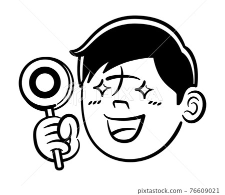 一個男人給出正確答案的單色插圖 一個男人給出正確答案的單色插圖 76609021