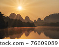 Sunrise in morning time view at Nongthale,Krabi province, Thailand 76609089