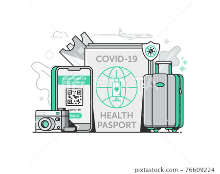 Covid Vaccine Health Travel Passport in Line Covid Vaccine Health Travel Passport in Line 76609224