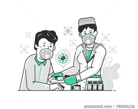 Patient Get Antivirus Vaccine Injection in Lineart Patient Get Antivirus Vaccine Injection in Lineart 76609226