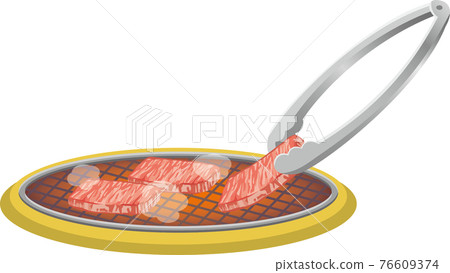 Image illustration of charcoal-grilled meat (beef is sandwiched between tongs) Image illustration of charcoal-grilled meat (beef is sandwiched between tongs) 76609374