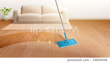 Mop cleaning dirty parquet floor Mop cleaning dirty parquet floor 76609446