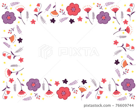 Pink and purple flower frame Eastern European style Pink and purple flower frame Eastern European style 76609744