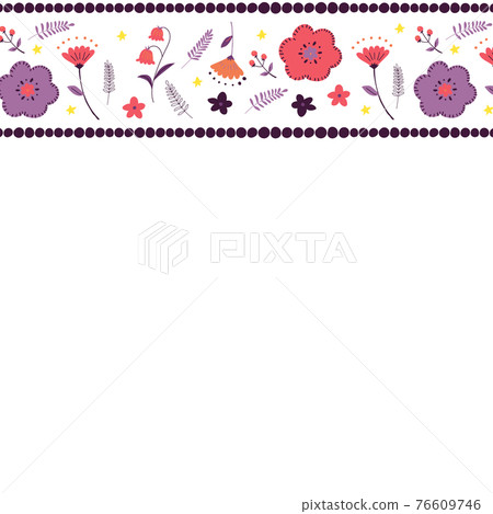 Pink and purple flower frame Eastern European style 76609746