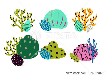 Set of colorful underwater design elements. Vector illustration Set of colorful underwater design elements. Vector illustration 76609878