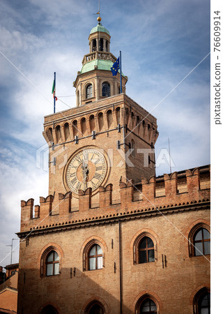 Accursi Tower and Accursio Palace - City Hall in Bologna downtown Italy 76609914
