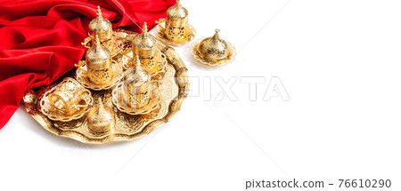 Oriental holidays decoration Arabic tea coffee golden service 76610290
