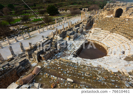Ruins of the Upper Agora at Ephesus ancient site in Turkey. Ruins of the Upper Agora at Ephesus ancient site in Turkey. 76610461