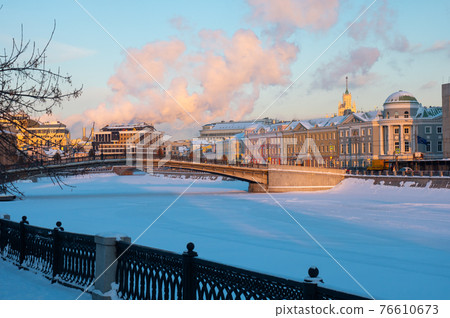 View of the Vodootvodny channel and Kadashevskaya Embankment on winter day. Moscow. Russia View of the Vodootvodny channel and Kadashevskaya Embankment on winter day. Moscow. Russia 76610673