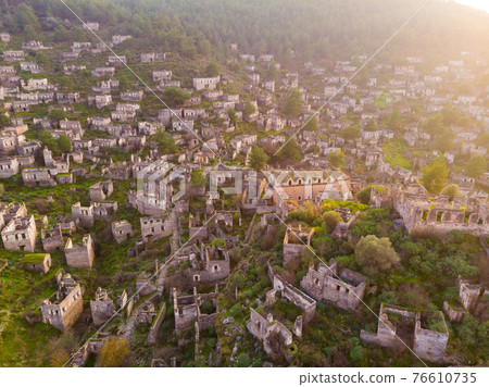 Aerial view of ancient Greek ruined Kayakoy village, Turkey Aerial view of ancient Greek ruined Kayakoy village, Turkey 76610735