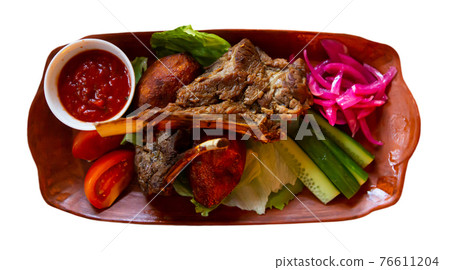 Kazan kebab, slowly stewed young lamb with vegetables Kazan kebab, slowly stewed young lamb with vegetables 76611204