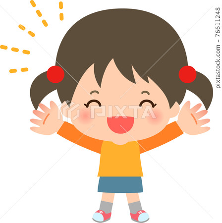 A girl who raises her hands and rejoices A girl who raises her hands and rejoices 76611248