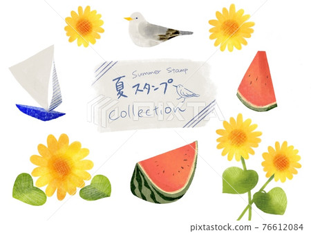 Summer image illustration Hanko style 76612084